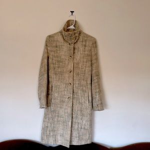 Tailored Cream and Green Stitched Fall Jacket